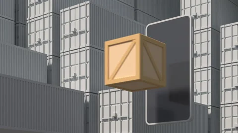 Animation on the theme of goods delivery through a mobile app Stock Footage 239153629