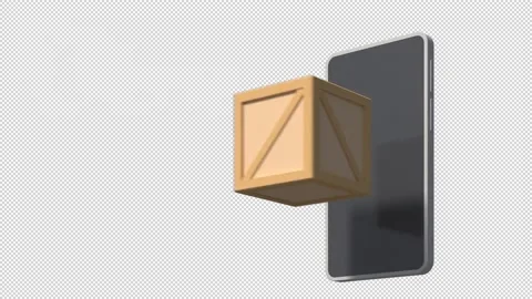 Animation on the theme of goods delivery through a mobile app. Video has an a Stock Footage 239153666