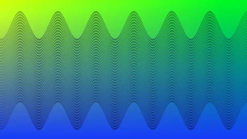 Animation of thin black kinetic parallel wavy lines moving over blue and green Stock Footage 156387883