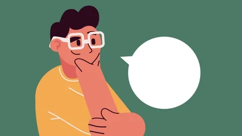 Animation of thoughtful young man with glasses and speech bubble on green b.. Stock Footage 334536790