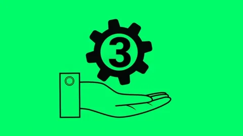 Animation of three countdown gears over hand Stock Footage 241771354