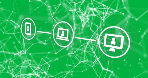 Animation of three digital icons with computer interface Stock Footage 324947153