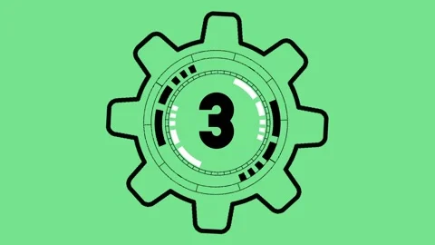 Animation of three engineering symbols countdown Stock Footage 239505779