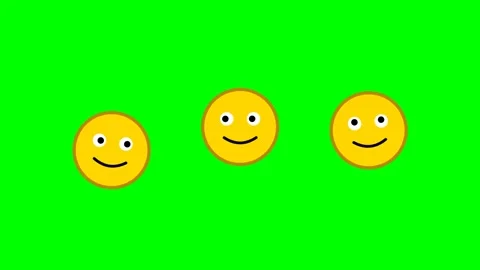 Animation of three happy yellow faces floating on a green screen background. Stock Footage 333778541
