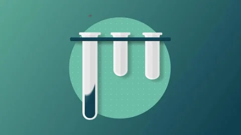 Animation of three test tubes with stoppers and colored solutions. Stock Footage 137281369