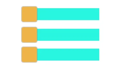 Animation of three yellow diamonds transitioning into cyan rectangular bars Video stock 319763795