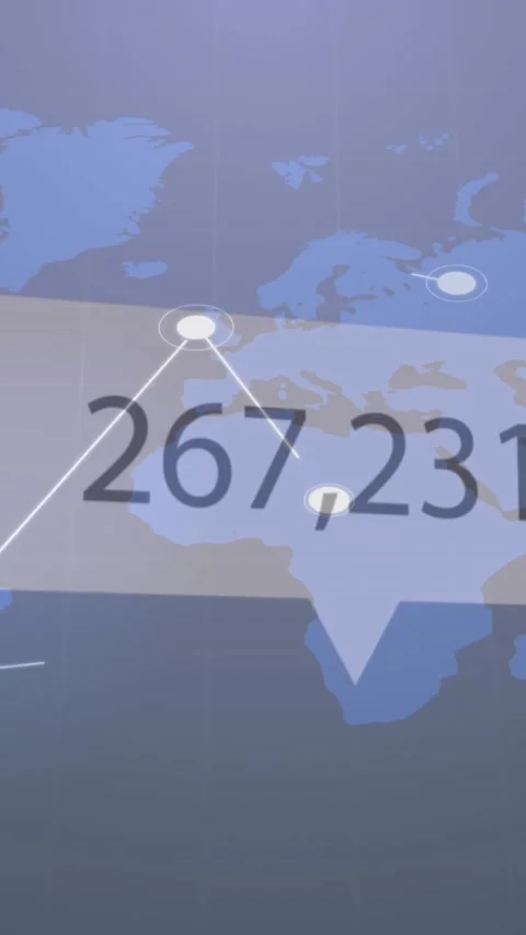 Animation of thumbs up icon with increasing likes against network of connections Stock Footage 344693780