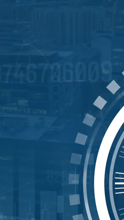 Animation of ticking clock, changing numbers and statistical data processing Stock Footage 344765985
