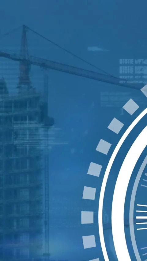 Animation of ticking clock icon and data processing against aerial view of Stock Footage 344723139
