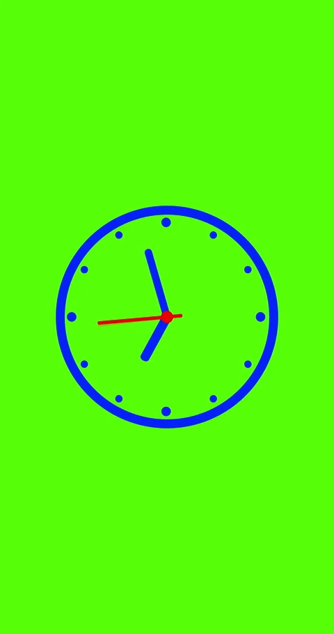 Animation time lapse of a clock. Blue clock hands on green clock face Stock Footage 283467687