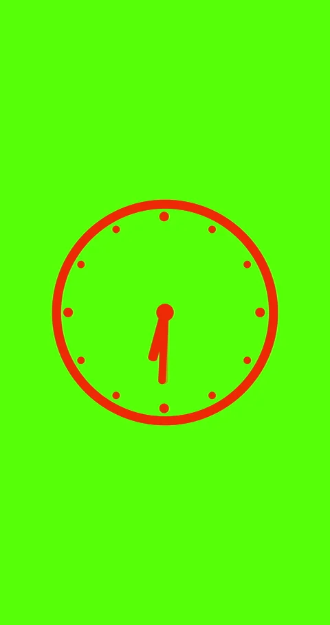 Animation time lapse of a clock. Red clock hands on green clock face Stock Footage 284605034