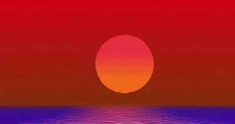 Animation Time Lapse, Vibrant beautiful sunset over ocean. Bright yellow sun Stock Footage 145292403