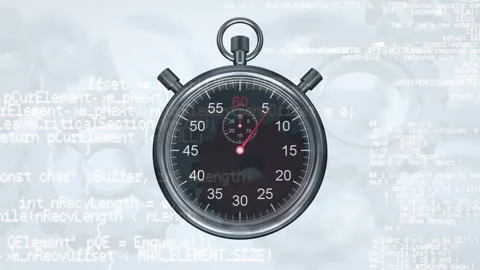 Animation of timer over data processing and cog wheels on white background 動画素材 257523659