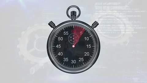Animation of timer over data processing and cog wheels on white background 動画素材 257523663