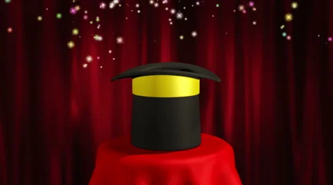 An Animation of a Top Hat and Magic Wand Stock Footage 44014168