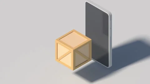 Animation on the topic of delivery of goods using a mobile device via the Int Video stock 239153590