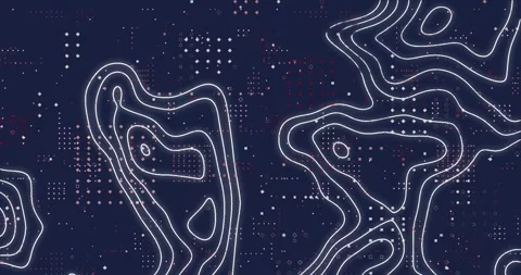 Animation of topography patterns and microprocessor connections against blue Stock Footage 245976929