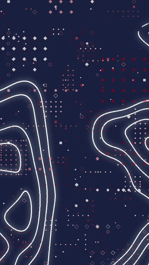 Animation of topography patterns and microprocessor connections against blue Stock Footage 344614356