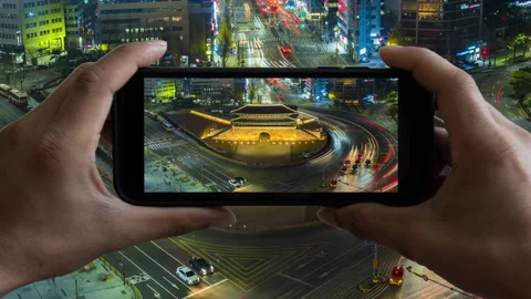 Animation of Touchscreen Smart Phone record video on time lapse Stock Footage 139583557