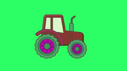 Animation tractor on green background. Stock Footage 244632944