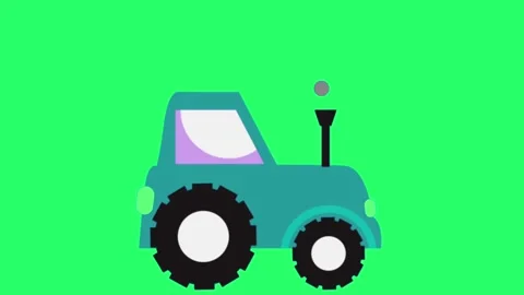 Animation tractor on green background. Stock Footage 244633028