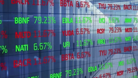 Animation of trading board and computer language over server room in background Stock Footage 328470720
