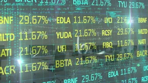 Animation of trading board, computer language and mathematical equations on Stock Footage 329310528