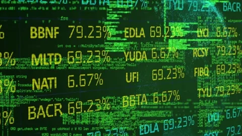 Animation of trading board over globe and computer programming language against 스톡 동영상 327712887