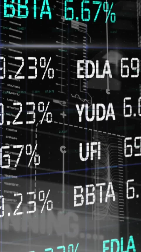 Animation of trading board over programming language and infographic interface Stock Footage 321991618