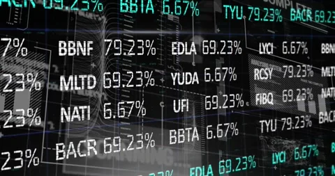 Animation of trading board over programming language and infographic interface Stock Footage 326424536