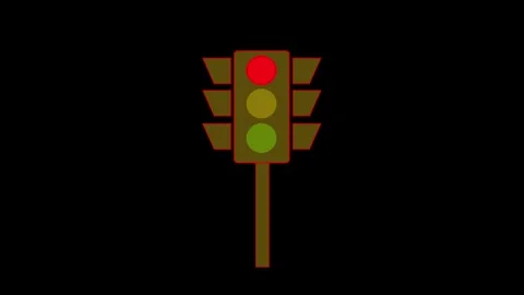 Animation of Traffic Light on black background. Traffic light icon lamp. Stock Footage 294962656