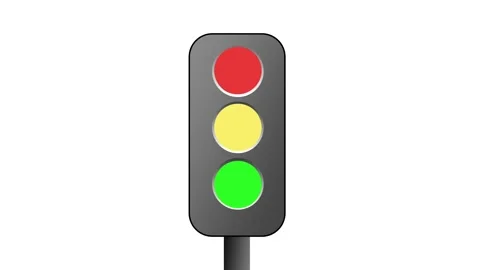 Animation of a traffic light cycling through red, yellow, and green signals. Stock Footage 315109073