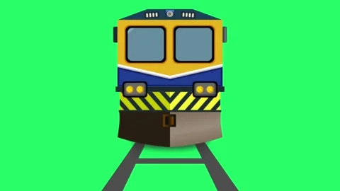 Animation train isolate on green background. Stock Footage 244633016