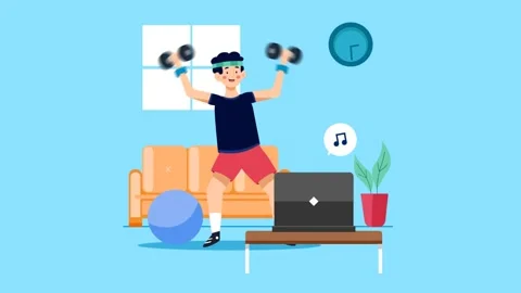 An animation of a training at home concept Stock Footage 289139755