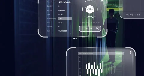 Animation of transaction details and data analytics on digital interface in Stock Footage 303554127