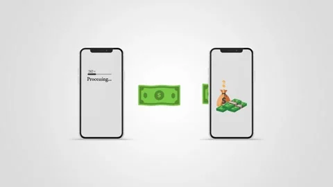 Animation of transferring money easily using a smartphone Stock Footage 278636035