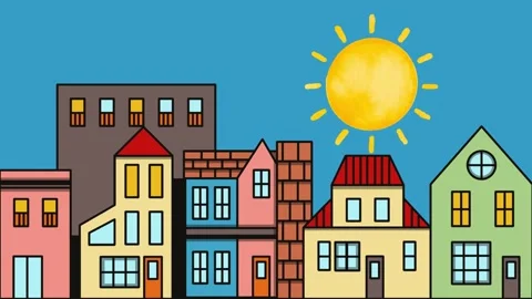 Animation of the transition between day and night in a city Stock-Footage 341922244