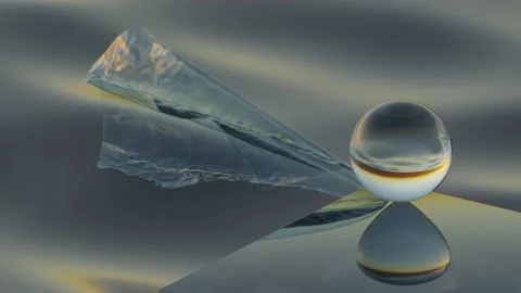 Animation of transparent  fabric that will flippets in the wind and a glass  Stock Footage 234206682