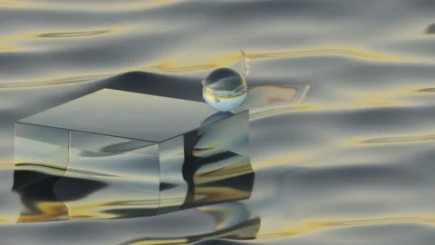 Animation of a transparent ribbon that will flippets in the wind and a glass Stock Footage 234206620
