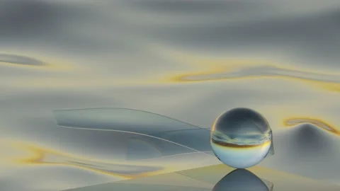 Animation of a transparent ribbon that will flippets in the wind and a glass Stock Footage 234206681