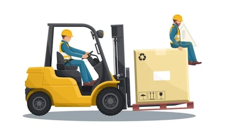 Animation of transporting people on the forklift is prohibited Stock Footage 324059396