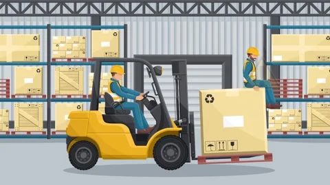Animation of transporting people on the forklift is prohibited Stock Footage 324059397