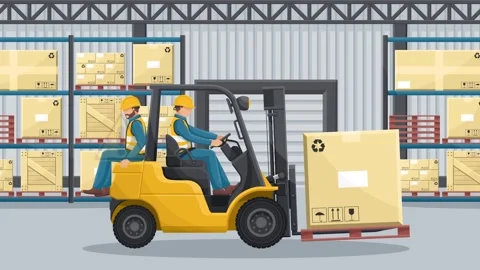 Animation, transporting people on the forklift is prohibited Stock Footage 324059458