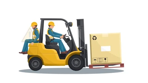 Animation, transporting people on the forklift is prohibited Stock Footage 324059488