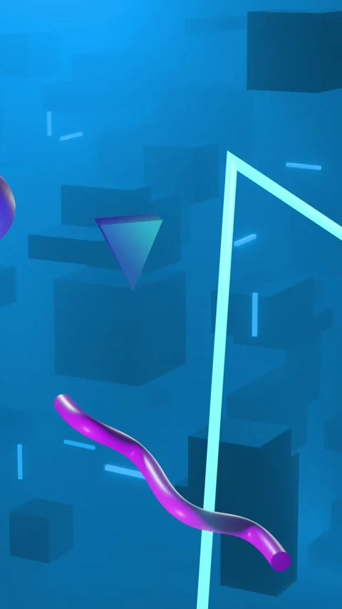 Animation of triangle and abstract shapes moving on blue background Stock Footage 342910421