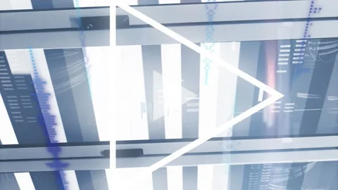 Animation of triangles and circles with data processing over computer servers Stock Footage 314611956