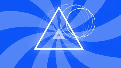 Animation of triangles and circles over blue stripes Stock Footage 327123248
