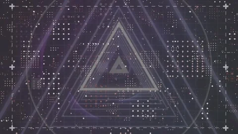 Animation of triangles and data processing over grid Stock Footage 327450319