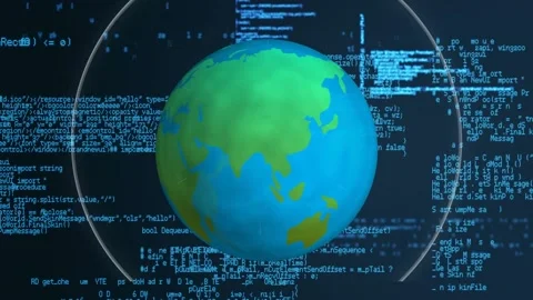 Animation of triangles and globe over data processing Stock Footage 155776108