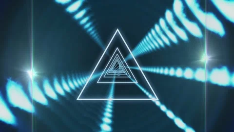 Animation of triangles, glowing tunnel and data processing Stock Footage 325961924